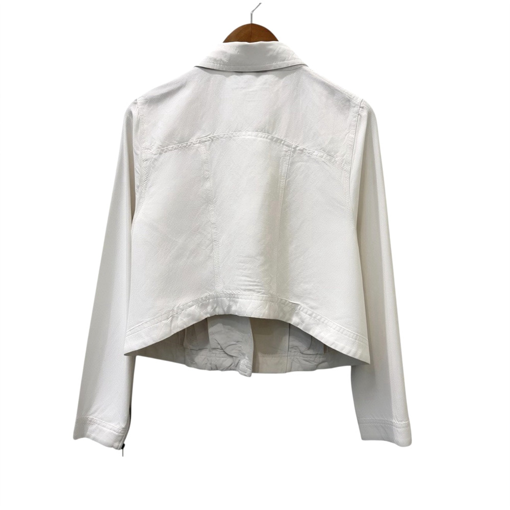 Lane Bryant Linen Moto Jacket Womens 14 White Biker Full Zip Pockets Short - Picture 6 of 10